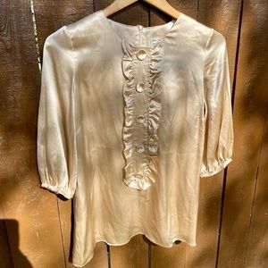Glam Vintage Soul Beige Silk Blouse